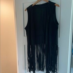 Black Fringe Sleeveless Vest